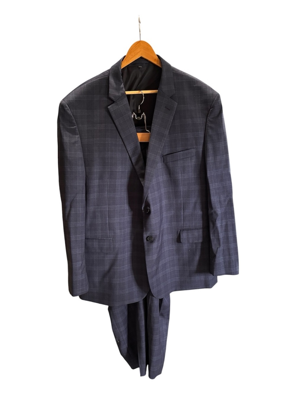 Jos. A. Bank Navy Windowpane Suit 50 R 45 Waist